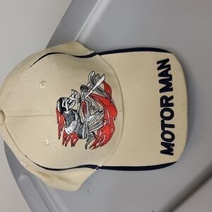 Motor Man Hat Tan Velcro Closure Great Condition